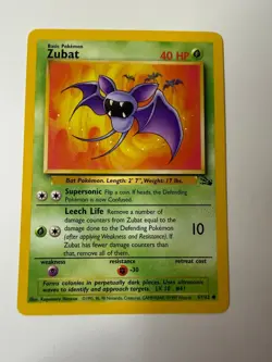 Zubat 57/62 Common Fossil Pokemon Unlimited Near Mint - Image 1