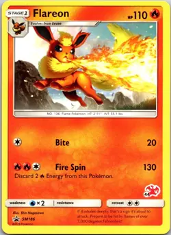 Flareon SM186 - (#44 Charizard Stamped) Pokemon TCG BS Promo Battle Academy NM - Image 1