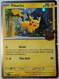 Fart Swirl 🌀 Pikachu 018 Cosmos Holo Bleed Error Rare Pokemon TCG 28 - Image 1