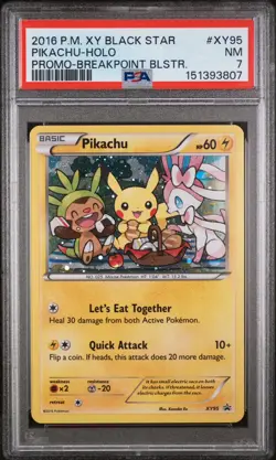 2016 POKEMON XY BLACK STAR PROMO BREAKPOINT BLISTERS #XY95 PIKACHU-HOLO PSA 7 NM - Image 1