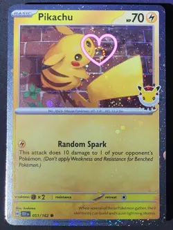Pikachu 051/162 🍥 SWIRL 🍥 Pokemon Day 2026 Promo Cosmos Holo Pokemon TCG - Image 1