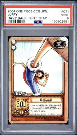 PSA 9 2004 BANDAI ONE PIECE CCG JAPANESE DAVY BACK FIGHT TRAP C11 LUFFY - Image 1