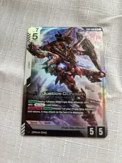 Gundam Card Game GD01-066 Justice Gundam LR Foil Card Newtype Rising English - Image 1