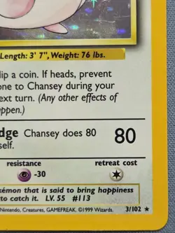 Pokemon TCG Base Set Chansey 3/102 Holo - Image 4
