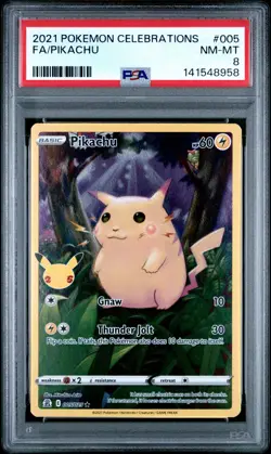 2021 POKEMON CELEBRATIONS #005 FULL ART/PIKACHU PSA 8 - Image 1