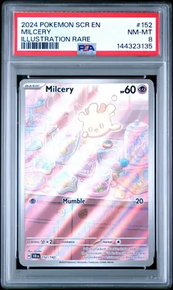 2024 POKEMON SCR EN-STELLAR CROWN ILLUSTRATION RARE #152 MILCERY PSA 8 - Image 1
