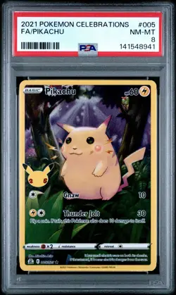 2021 POKEMON CELEBRATIONS #005 FULL ART/PIKACHU PSA 8 - Image 1