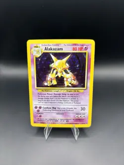 Pokemon TCG Alakazam 1/102 Base Set Unlimited Holo Rare Vintage WOTC MP+ - Image 1
