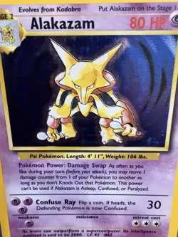 Pokemon Base Set Alakazam Holo Rare 1/102 WOTC Unlimited MP Vintage 1999 - Image 2