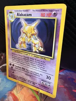 Pokemon Base Set Alakazam Holo Rare 1/102 WOTC Unlimited MP Vintage 1999 - Image 3