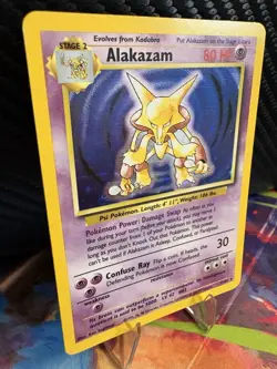 Pokemon Base Set Alakazam Holo Rare 1/102 WOTC Unlimited MP Vintage 1999 - Image 4