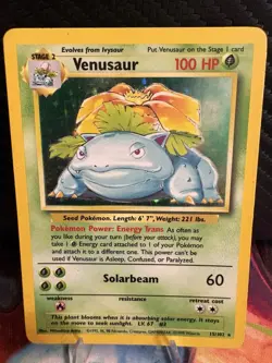 1999 Pokemon Base Set Venusaur Holo #15/102 WOTC Vintage MP - Image 1