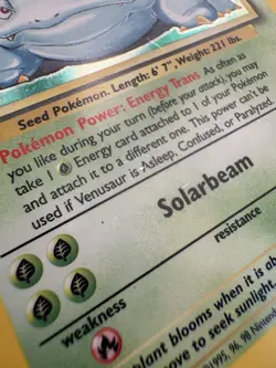 1999 Pokemon Base Set Venusaur Holo #15/102 WOTC Vintage MP - Image 5