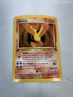 1999 Pokemon Moltres Holo Rare 1st Edition Fossil 12/62 LP/MP - Image 1