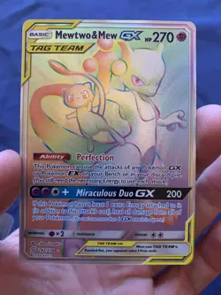 Mewtwo & Mew GX (Secret) Holo SM - Unified Minds 242/236 NM Pokemon TCG - Image 3