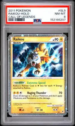 2011 POKEMON CALL OF LEGENDS #SL9 RAIKOU-HOLO PSA 8 - Image 1