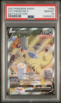 Tyranitar V 155/163 Battle Styles Pokemon PSA 10 - Image 1
