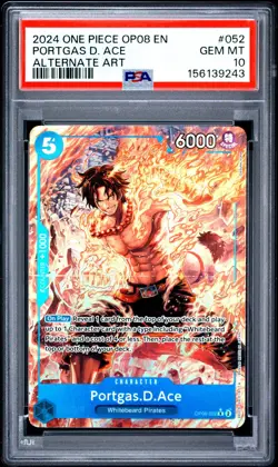 2024 One Piece Two Legends Portgas.D.Ace Rare Alt Art #OP08-052 PSA 10 GEM MINT - Image 1