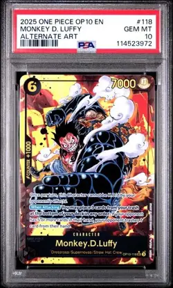 2025 ONE PIECE OP10-ROYAL BLOOD ALTERNATE ART #118 MONKEY D. LUFFY PSA 10 - Image 1