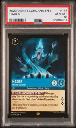 PSA 10 💎 Hades Infernal Schemer 147/204 First Chapter 2023 Disney Lorcana #147 - Image 1