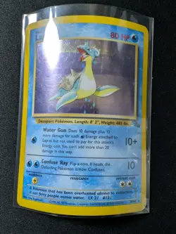 [DAMAGED] ❤ Pokemon TCG Lapras Fossil Holo Unlimited Rare Card 10/62 - Image 1