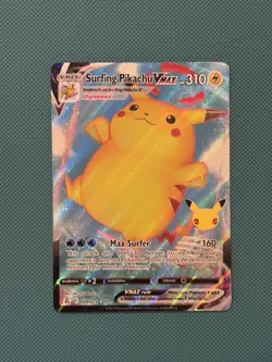 Surfing Pikachu VMAX #009/025 Celebrations Pokemon Card LP Full Art - Image 1