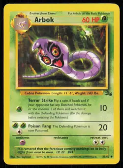 1999 Pokemon Vintage WOTC Fossil Arbok #31/62 - Poor - Image 1