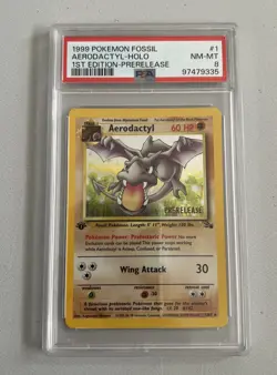 Aerodactyl 1st Edition RARE Prerelease POKEMON Card PSA 8 NM-MT FOSSIL Holo 1/62 - Image 1