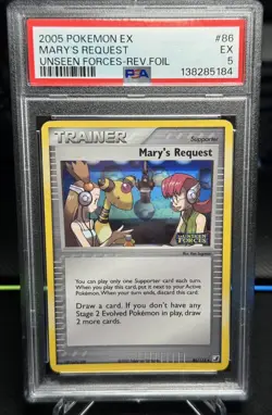 MARY'S REQUEST REVERSE HOLO STAMPED #86/115 2005 POKEMON EX UNSEEN FORCES PSA 5 - Image 1