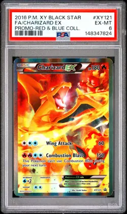 2016 CHARIZARD EX XY121 RED & BLUE COLLECTION BLACK STAR PROMO POKEMON PSA 6 - Image 1