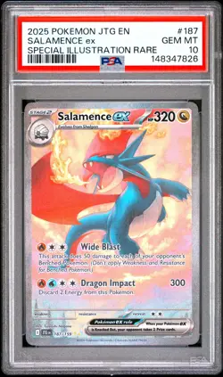 2025 SALAMENCE EX 187/159 SPECIAL ILLUSTRATION RARE POKEMON PSA 10 - Image 1