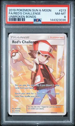 2019 RED'S CHALLENGE 213/214 UNBROKEN BONDS POKEMON PSA 8 - Image 1