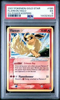2007 FLAREON HOLO 100/108 GOLD STAR POWER KEEPERS POKEMON PSA 5 - Image 1