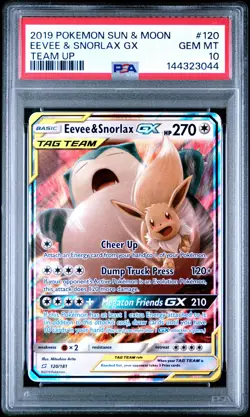 2019 EEVEE & SNORLAX GX 120/181 TEAM UP POKEMON PSA 10 - Image 1