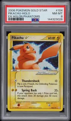 2006 PIKACHU HOLO 104/110 GOLD STAR HOLON PHANTOMS POKEMON PSA 8 NEW CERT - Image 1