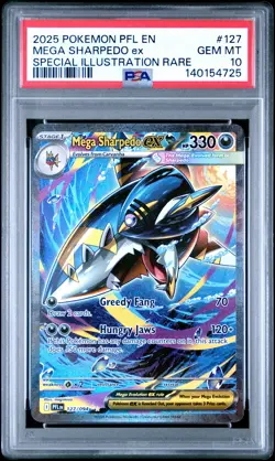 2025 MEGA SHARPEDO EX 127/094 SPECIAL ILLUSTRATION RARE POKEMON PSA 10 - Image 1