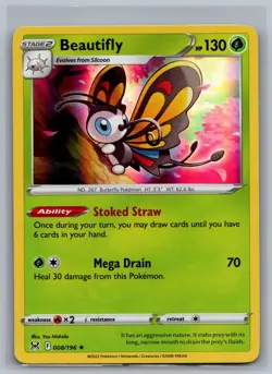 Beautifly 008/196 Holo R Lost Origin Pokemon Holo NM/M - Image 1