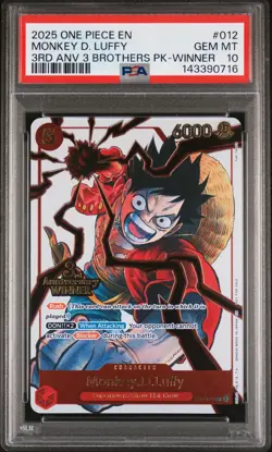 2025 ONE PIECE 3RD ANV TOURNAMENT 3 BROTHERS PACK WINNER MONKEY D. LUFFY PSA 10 - Image 1