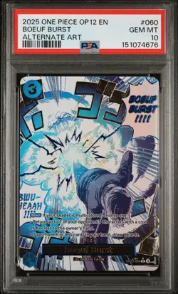 2025 ONE PIECE OP12-LEGACY OF THE MASTER ALTERNATE ART #060 BOEUF BURST PSA 10 - Image 1