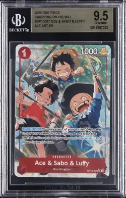 2025 ONE PIECE CARRYING ON HIS WILL ALT ART SR ACE & SABO & LUFFY BGS 9.5 - Image 1