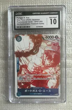 CGC GEM MINT 10 One Piece 2025 Japanese Portgas D.Ace OP07-053 - Image 1