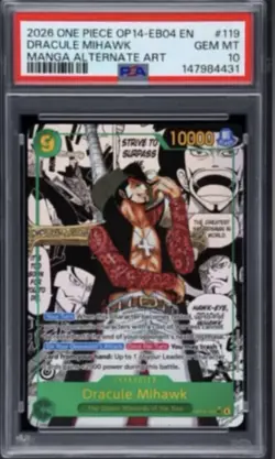 2026 One Piece OP14 Dracula Mihawk Manga Alternate Art PSA 10 - Image 1