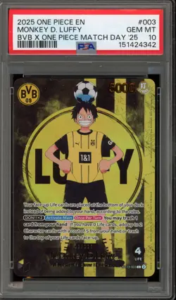 One Piece CCG Monkey.D.Luffy BVB X One Piece Match Day '25 ST13-003 PSA 10 - Image 1