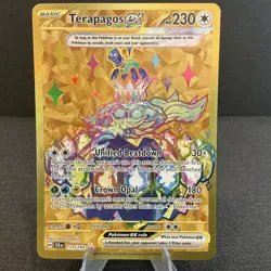 Terapagos ex 173/142 Sv07: Stellar Crown Gold Hyper Rare Holo Pokemon TCG Card - Image 1