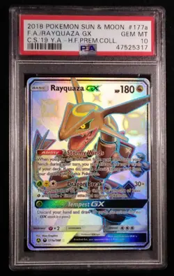 ✨ PSA 10 2018 Pokemon Sun & Moon 177a Shinning Rayquaza GX Hidden Fates - Image 1