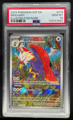 2024 Pokemon S&V Surging Sparks Braviary Illustration Rare PSA 10 Gem Mint #214 - Image 1