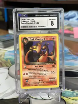 2000 Pokemon Team Rocket Unlimited Dark Charizard 21/82 CGC 8 - Image 1