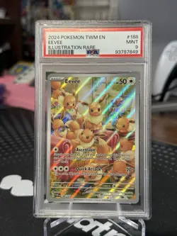 2024 POKEMON TWM EN-TWILIGHT MASQUERADE ILLUSTRATION RARE #188 EEVEE PSA 9 - Image 1