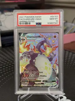 CHARIZARD VMAX FA PSA 10 GEM 2021 POKEMON SWSH #SV107 SHINING FATES FULL ART 472 - Image 1