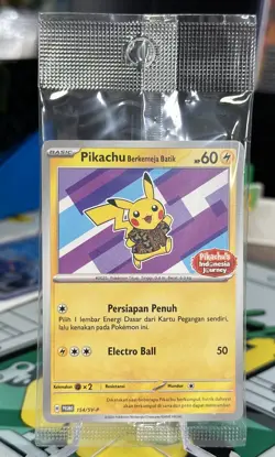 Pikachu Berkemeja Batik 154/SV-P Stamped Indonesia Journey Promo Pokemon 2024 NM - Image 1